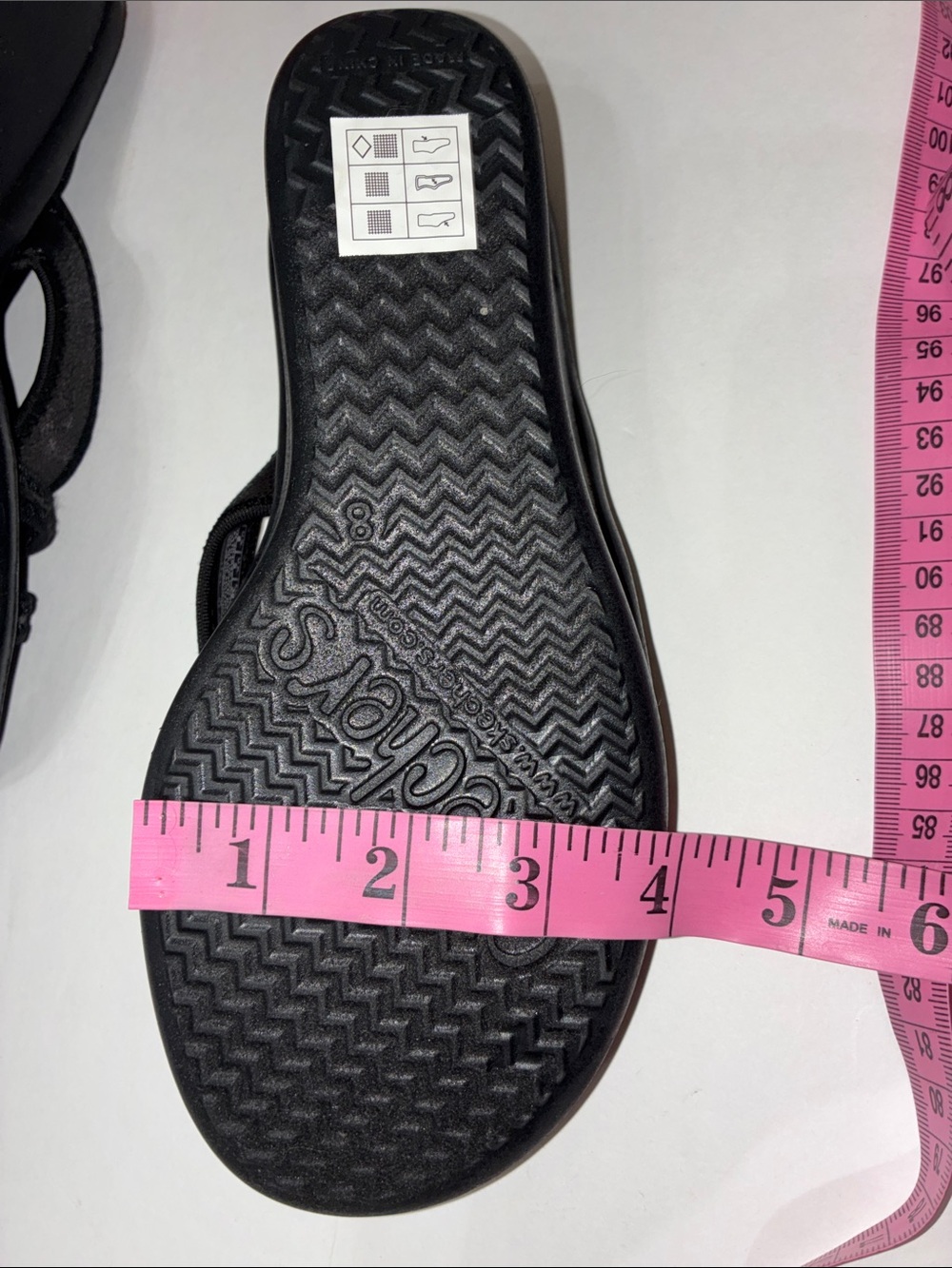 Skechers 8 Women's Slide Sandal Black Crisscross Straps & separated large toes - Picture 6 of 15